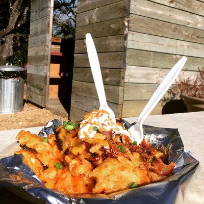 Loaded waffle fries - Bell Springs Winery